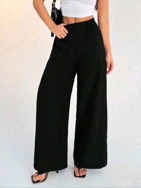 3 For $15🎊 SHEIN Black Wide-Leg Elastic-Waist Pants